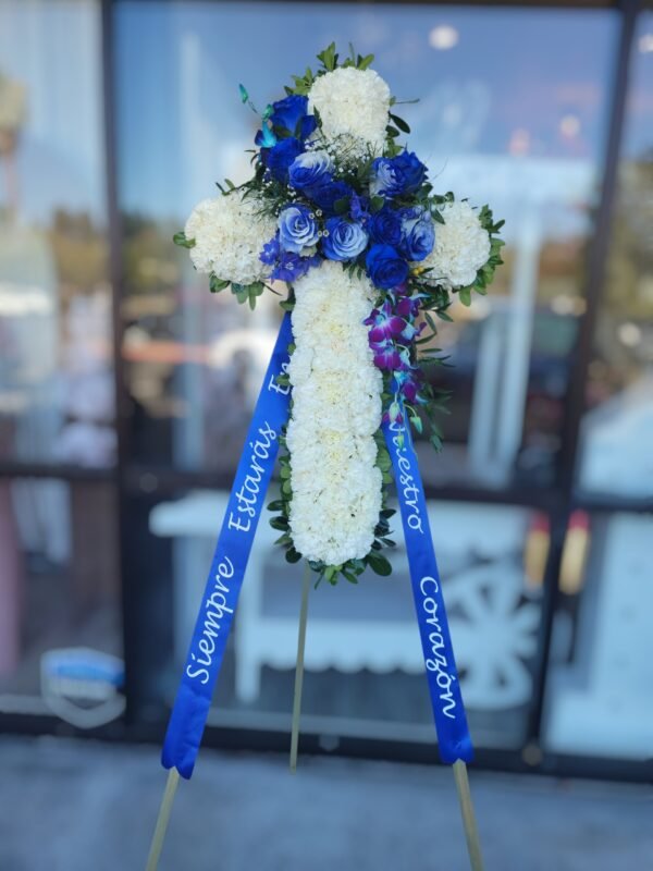 Heavenly Blue Roses Cross - Image 2