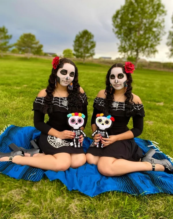 12-inch Day of the Dead-Halloween Skeleton Plush - Blue & Purple - Image 4