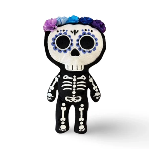12-inch Day of the Dead-Halloween Skeleton Plush - Blue & Purple