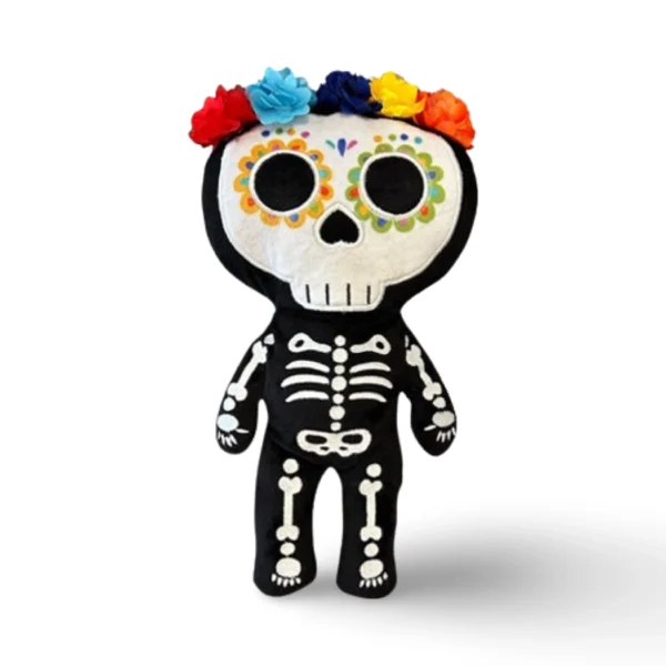 12-inch Day of the Dead Skeleton Plush, Halloween Decor - Multicolor