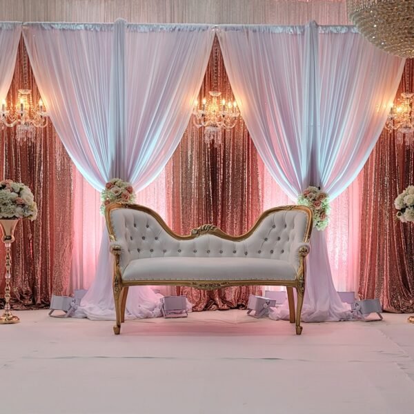 Elegant Gold & Ivory Love Seat - Image 3