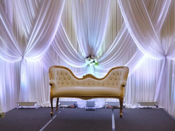 Elegant Gold & Ivory Love Seat - Image 4